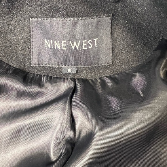 Nine West size 8 Women's hooded Black Double-Breasted Peacoat Coat - Picture 7 of 7